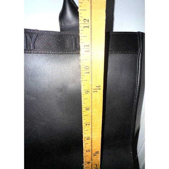 DKNY Black Leather Tote Bag With Handles & Logo Design - Picture 7 of 8